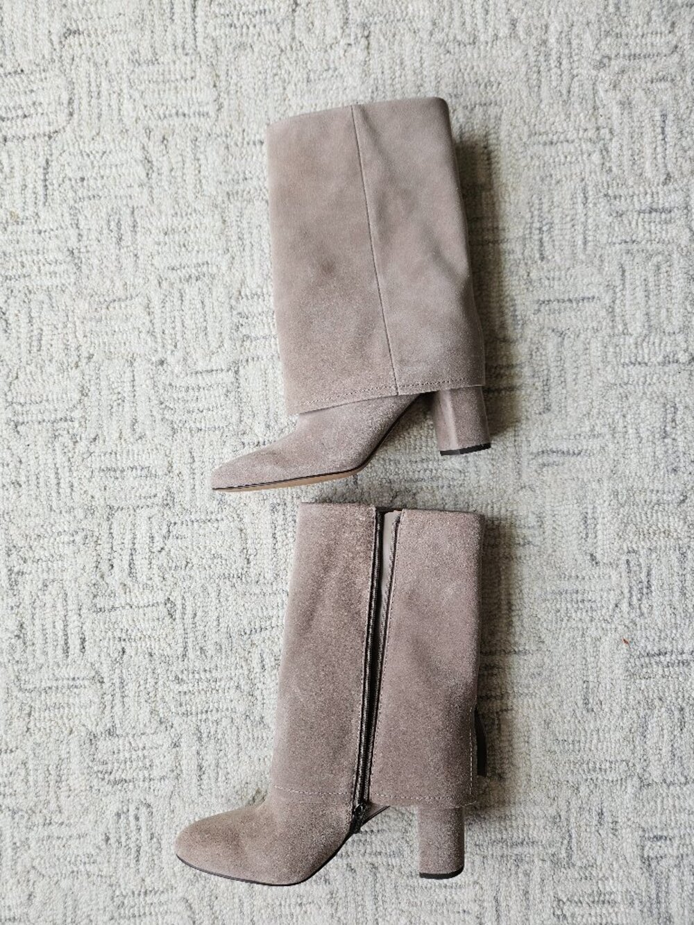 vince camuto suede western boho heel boots gray mid calf new women's sz 8
